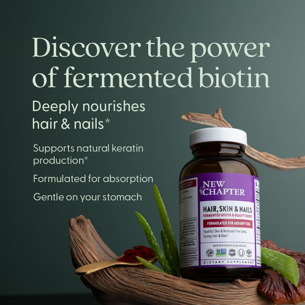 New Chapter capsules support healthy hair, skin, and nails daily.