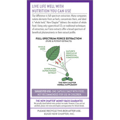 New Chapter Holy Basil Force box back notes oxidation protection.