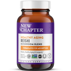 New Chapter LifeShield Reishi bottle promoting vitality through convenient capsules.