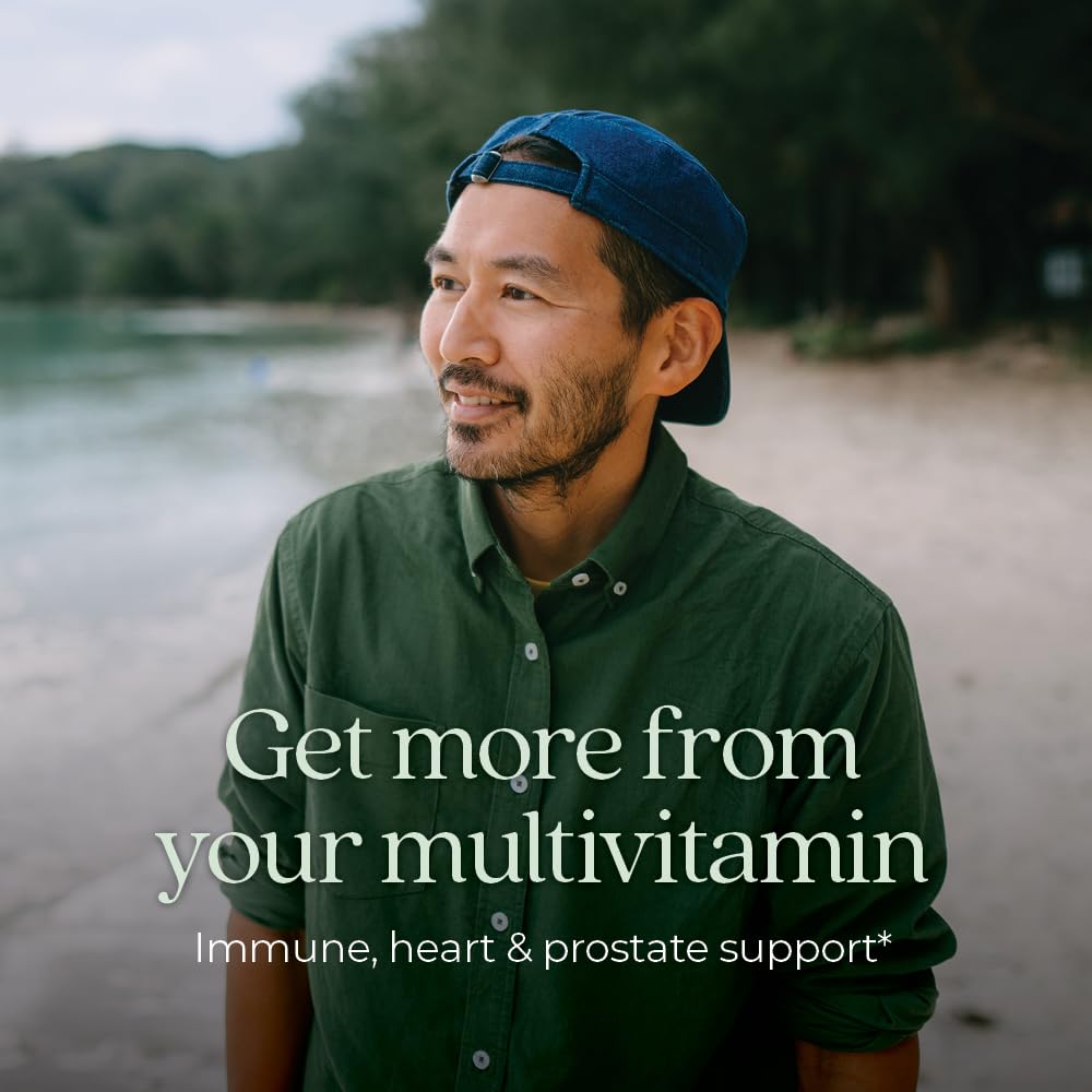 New Chapter Men’s Multivitamin 40+ bottle back label detailing ingredients and certifications.