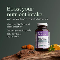 New Chapter Men’s Multivitamin 40+ packaging box showing organic ingredients and third‑party certification.