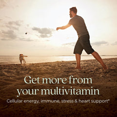 New Chapter Men’s Multivitamin being poured from the bottle, gentle on an empty stomach