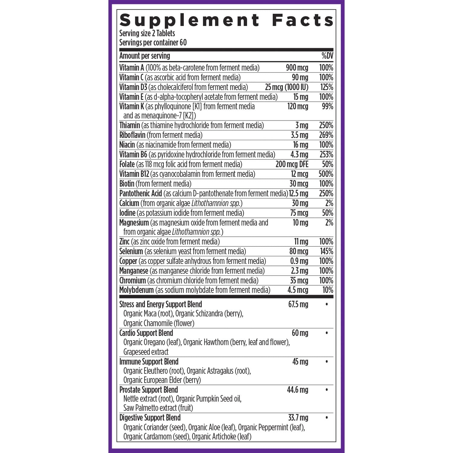 Energy-support B vitamins in New Chapter multivitamin for daytime activity