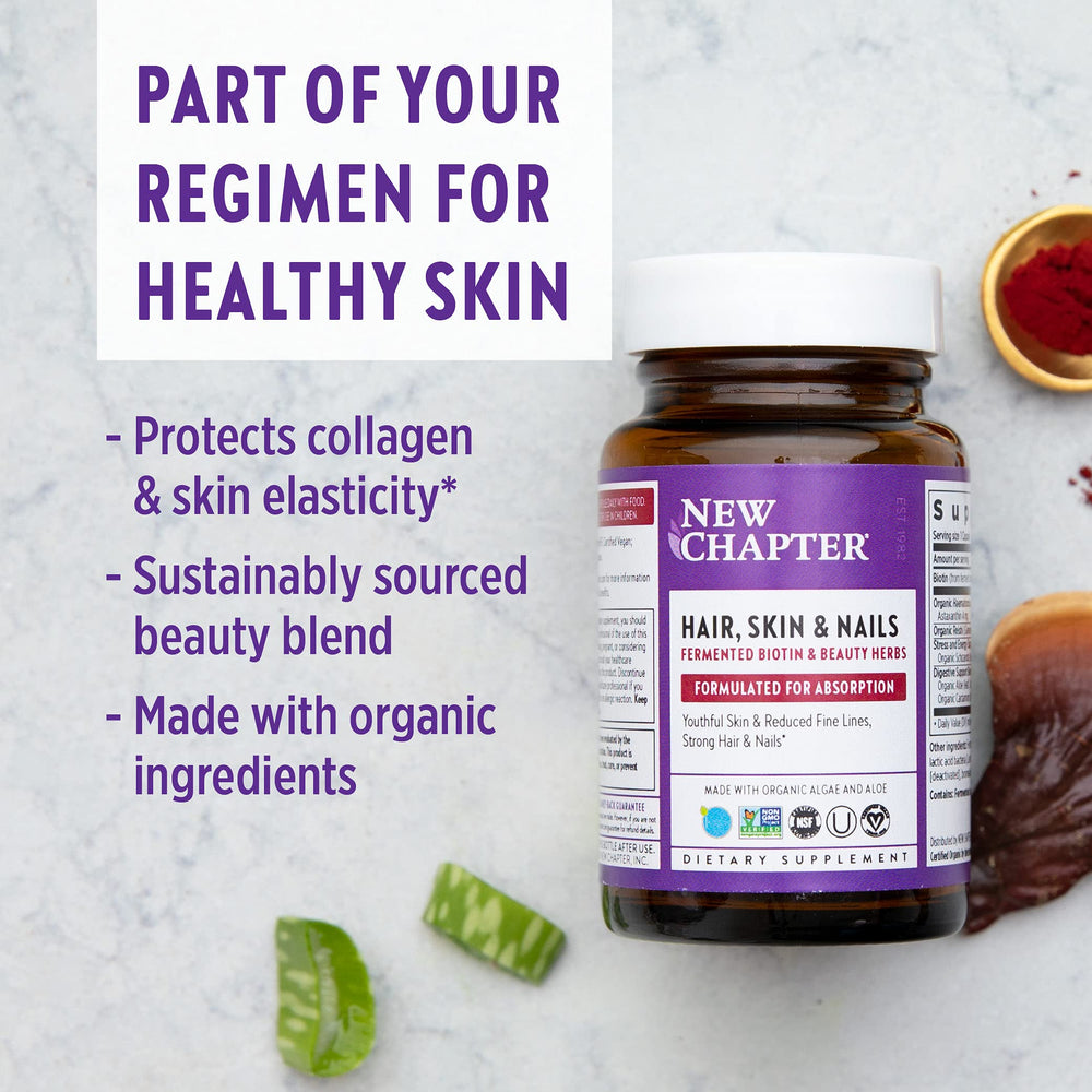 New Chapter non-GMO vegan certifications visible on packaging