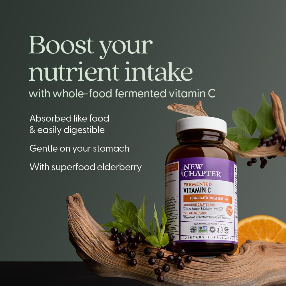 New Chapter Organic vegetables and herbs label signaling clean ingredients.