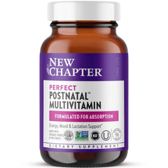 New Chapter Perfect Postnatal bottle pour supports convenient dosing for busy moms