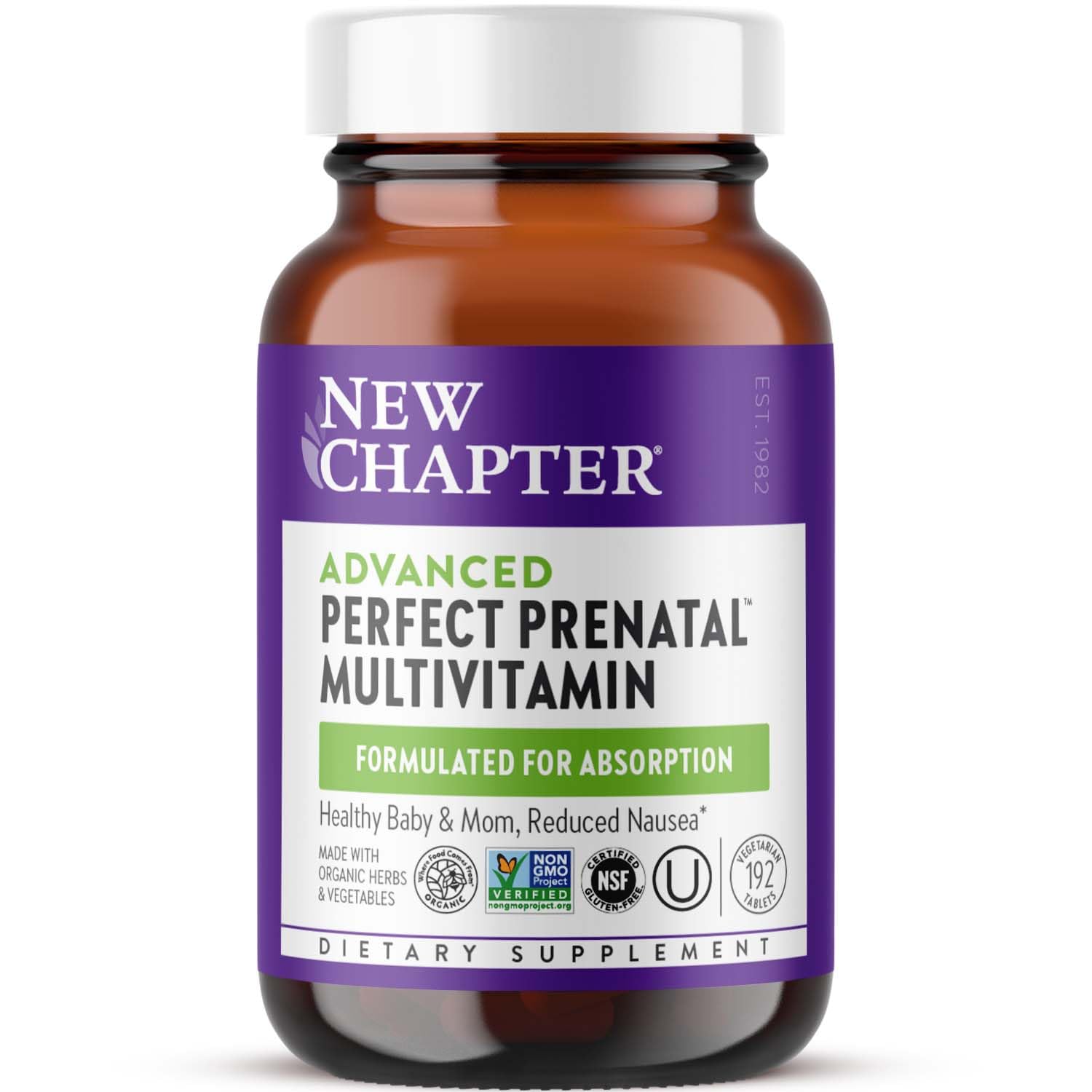 New Chapter Perfect Prenatal bottle on counter for daily pregnancy support.