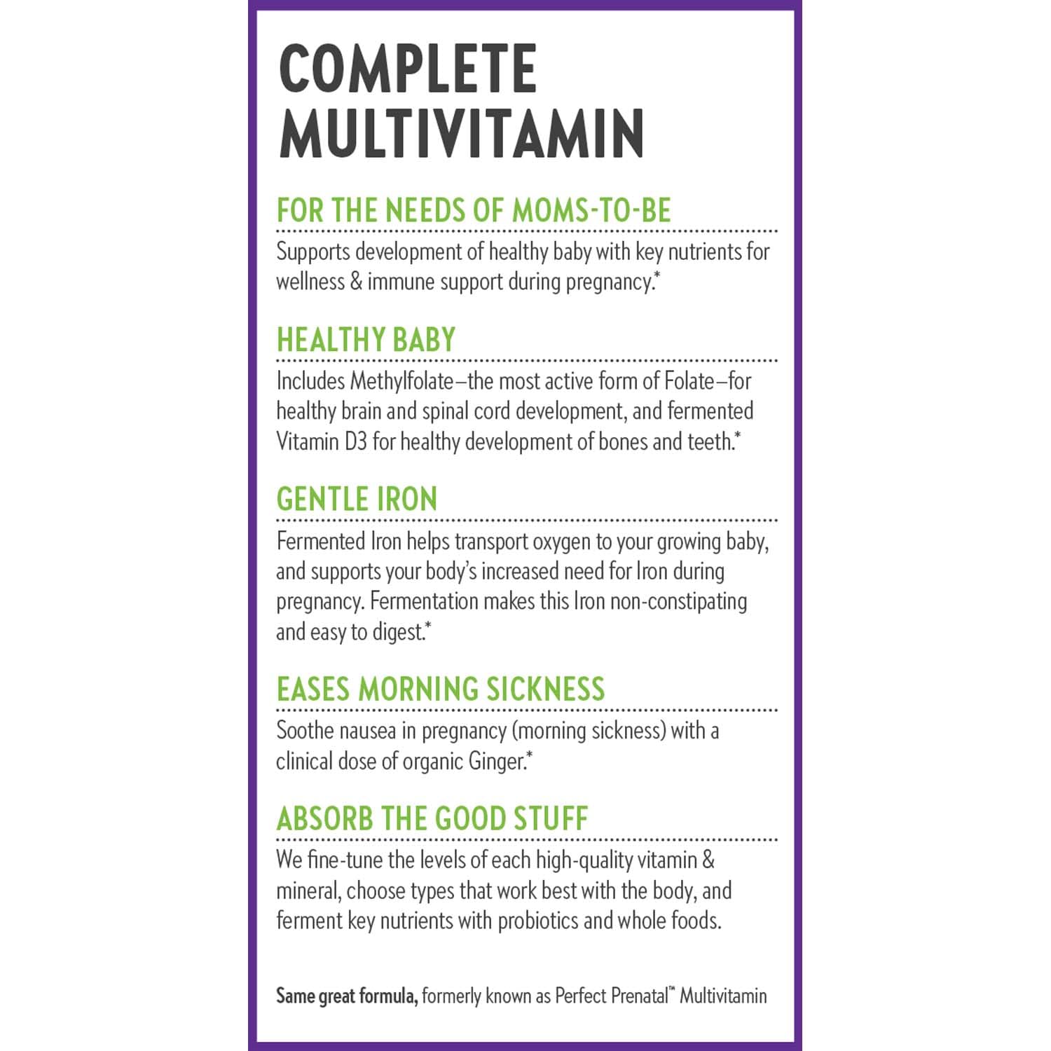 New Chapter Perfect Prenatal vegetarian and gluten-free formula.