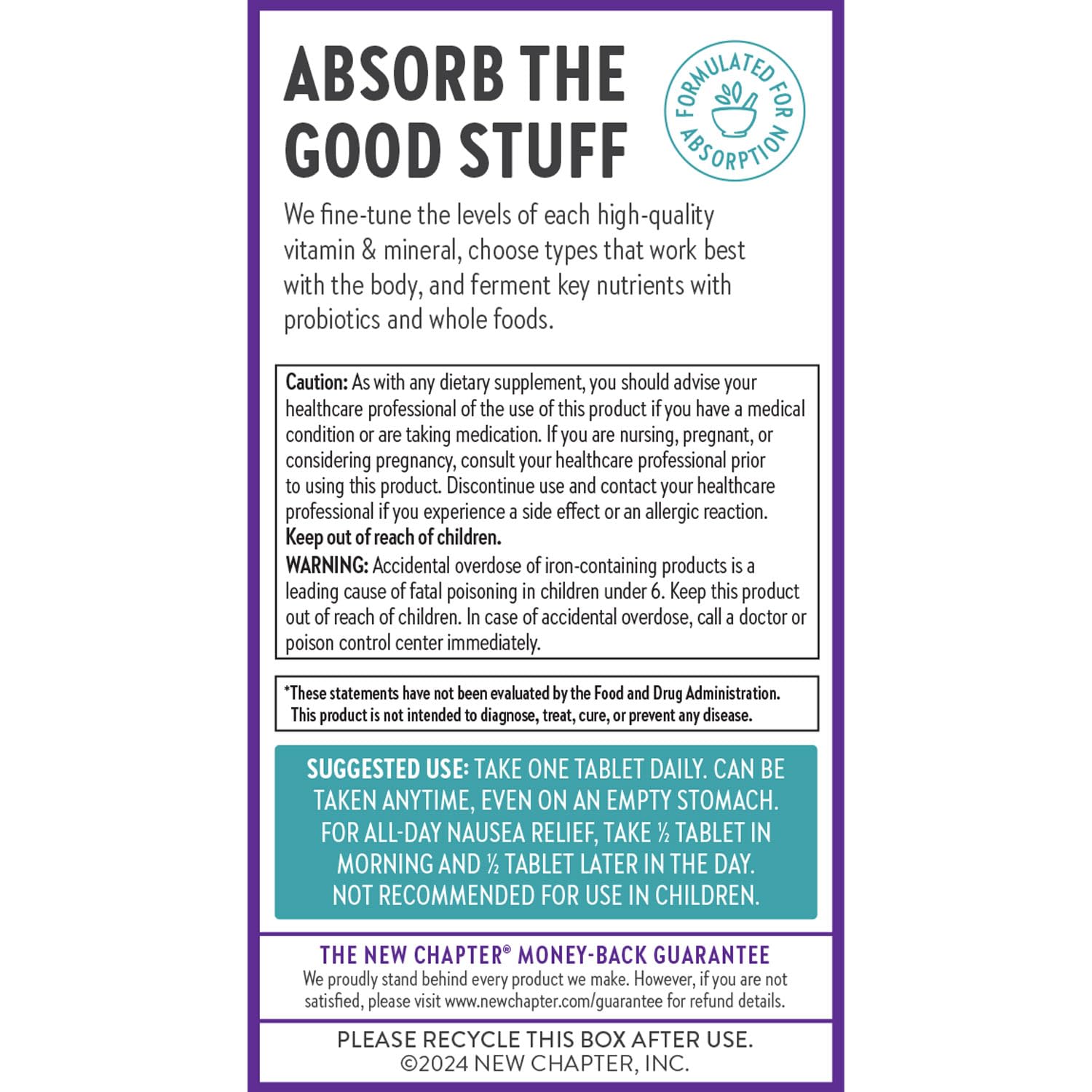 New Chapter Prenatal non-GMO label close-up.