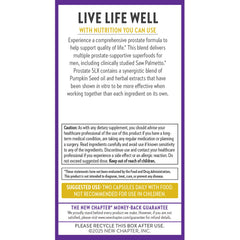 New Chapter Prostate 5LX nutrition label close-up, fermented selenium supports antioxidant balance.