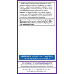 New Chapter Tiny Tabs packaging features gluten-free, kosher, and non-GMO certifications.