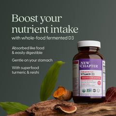 New Chapter turmeric and reishi adaptogens image emphasizing immune vitality support.