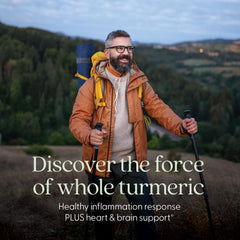 New Chapter Turmeric Force capsules close-up highlighting vegetarian formula for daily use.