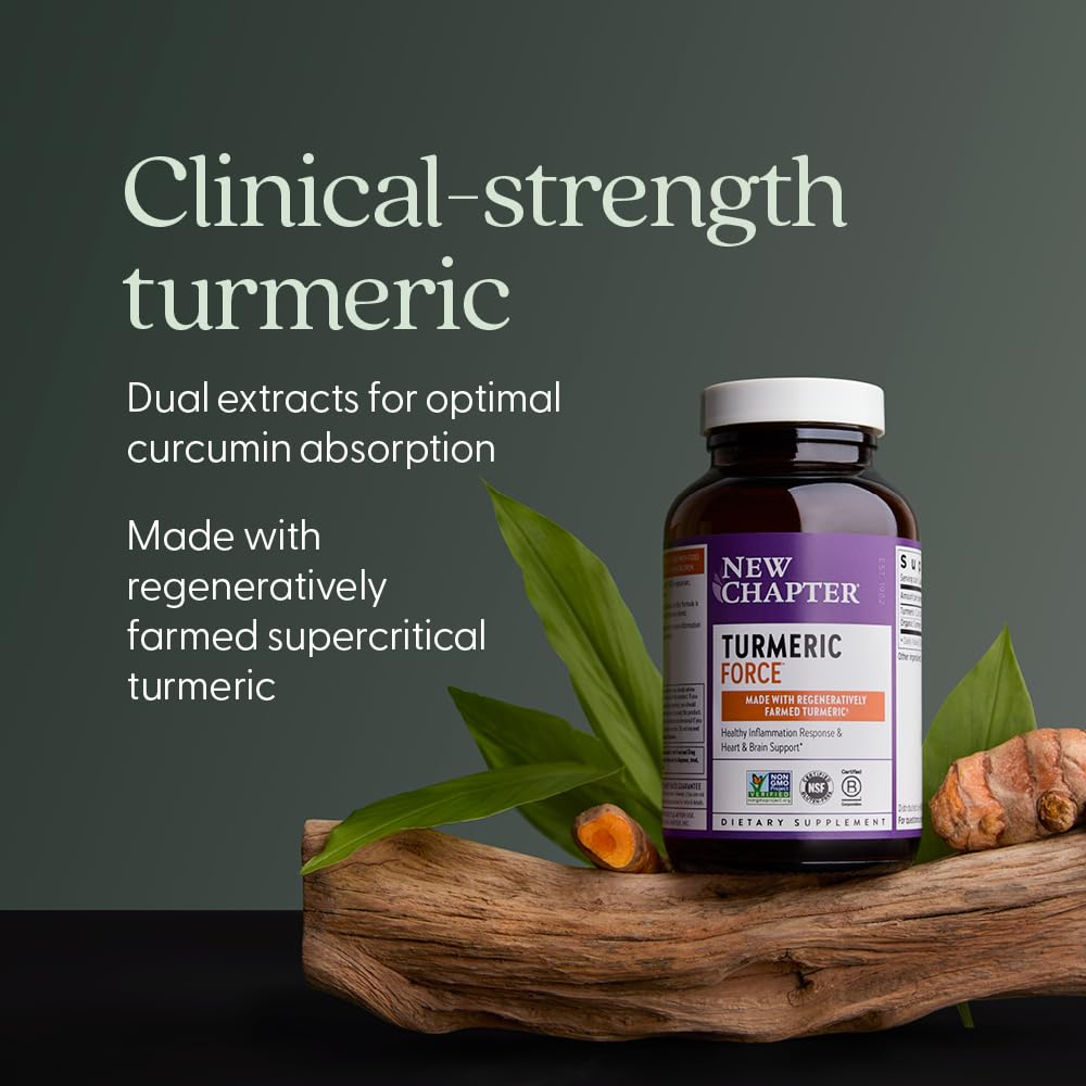New Chapter Turmeric Force organic turmeric supercritical extract visual detail.