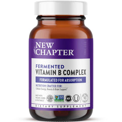 New Chapter Vitamin B Complex bottle front showing fermented, energy-supporting formula