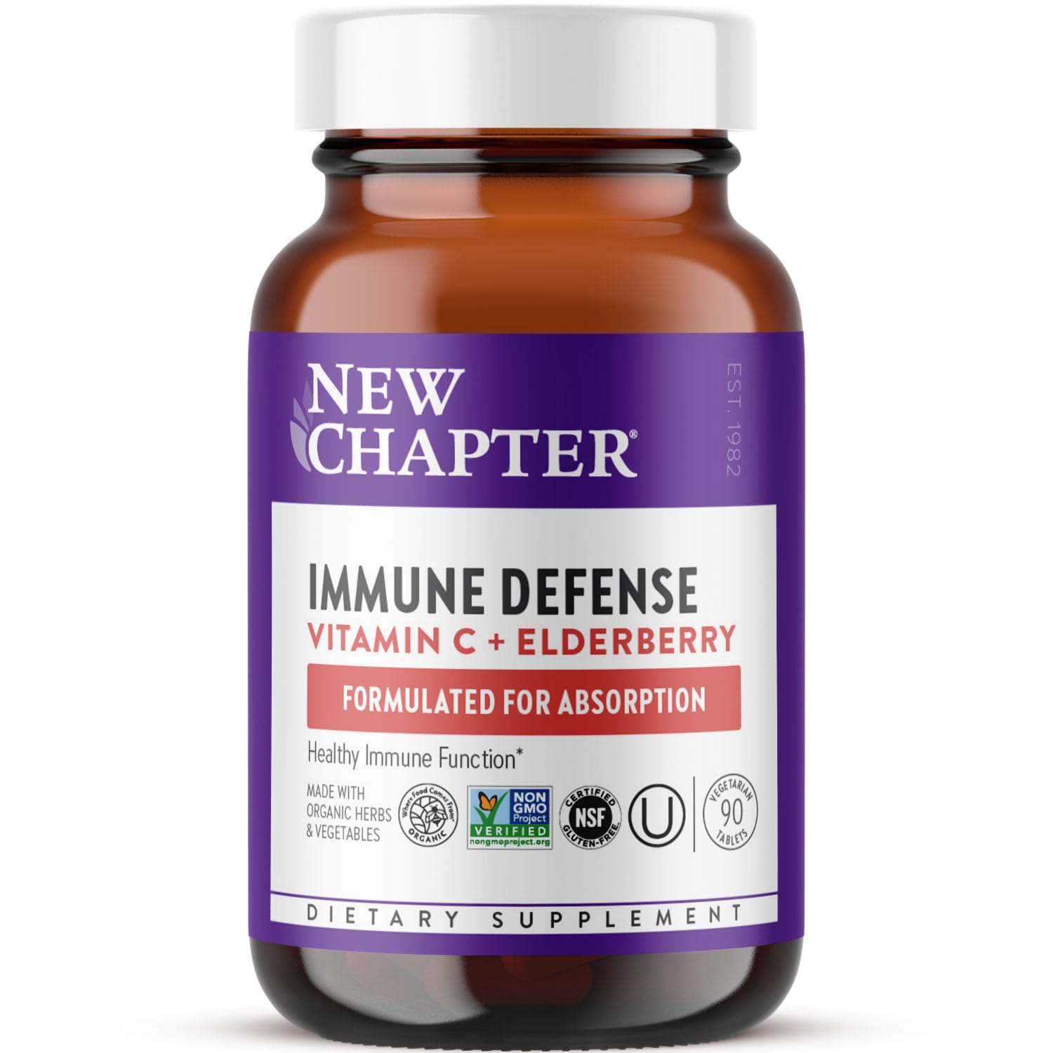 New Chapter Vitamin C Immune Defense bottle for daily immune support on the go.