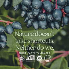 New Chapter organic ingredients banner emphasizes clean, plant-based blend.