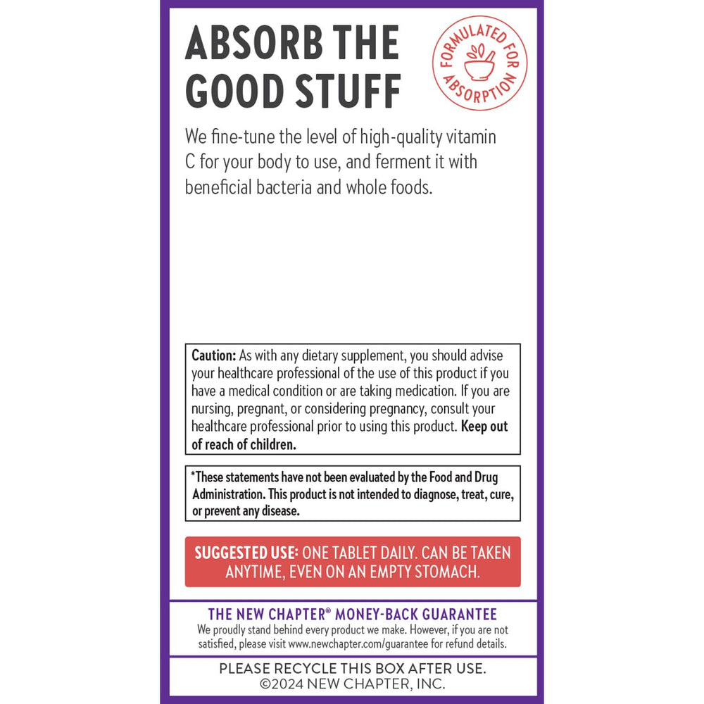 New Chapter non-GMO and gluten-free icons reinforce product quality.