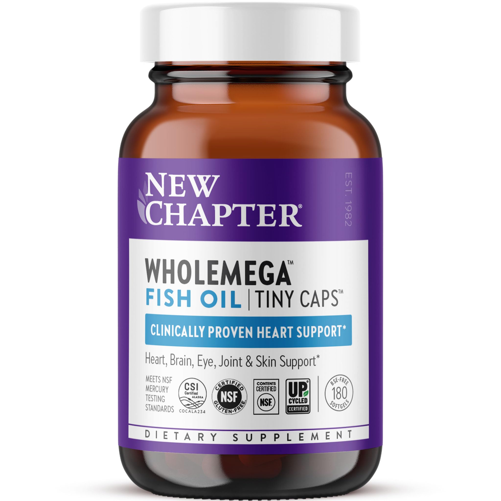 New Chapter Wholemega tiny capsules for easy daily omega-3 intake.