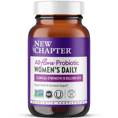 New Chapter Women’s Daily Probiotic bottle front, 60-count for daily vaginal and gut support.