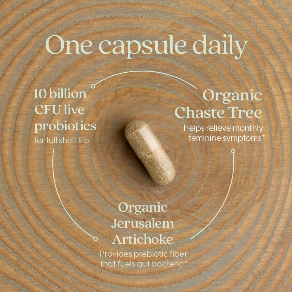 New Chapter Women’s Daily Probiotic capsules closeup for convenient daily use.