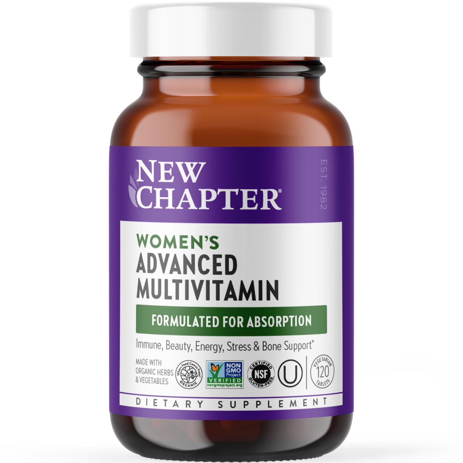New Chapter women's multivitamin bottle showing whole‑food fermented nutrients for daily wellness