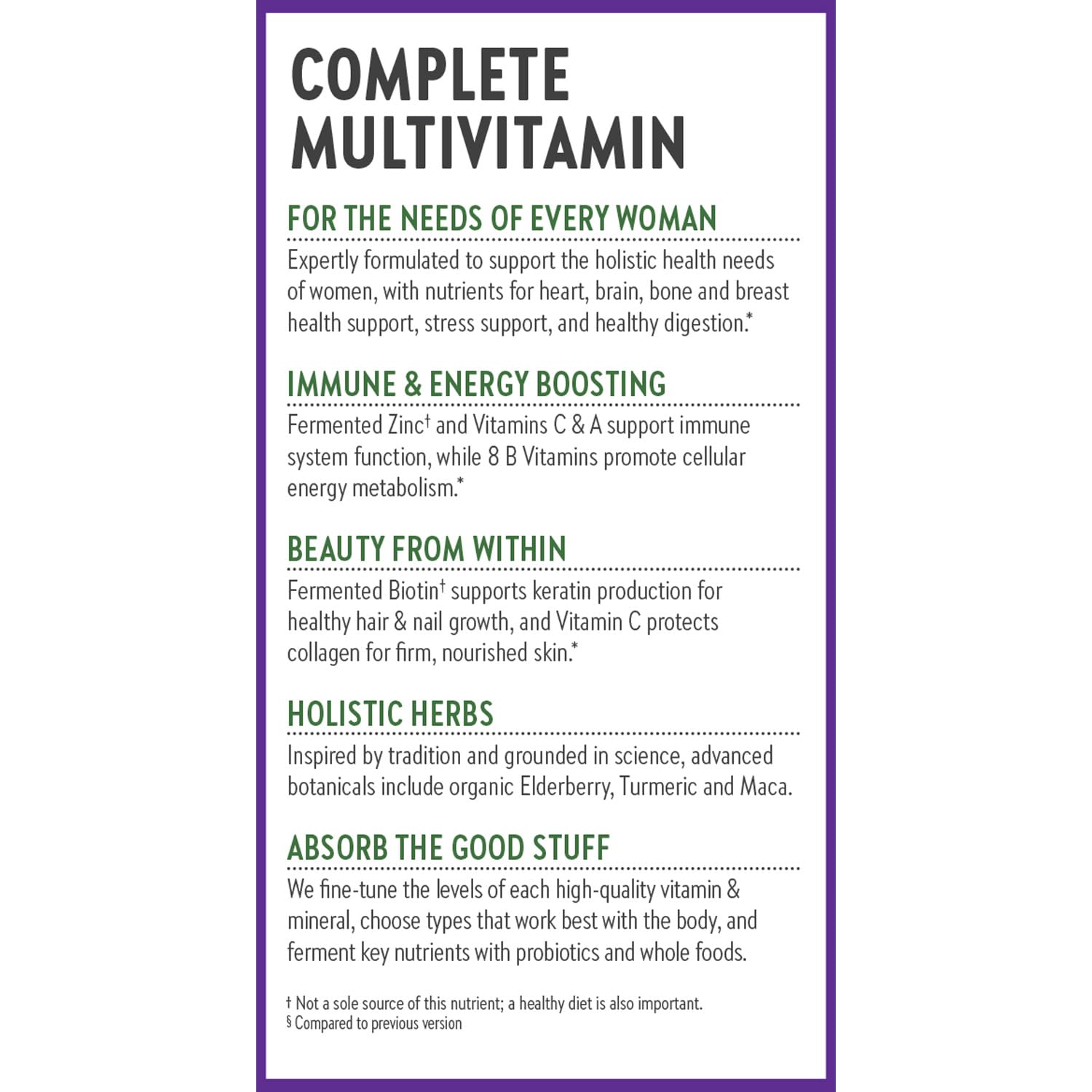 New Chapter Women's Multivitamin gluten-free non-GMO certification badge.