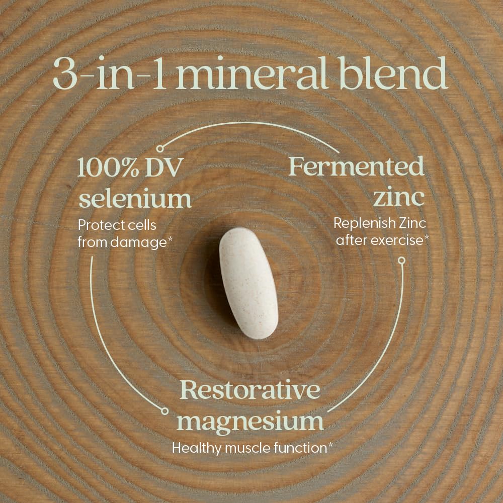 New Chapter zinc bisglycinate tablet close-up—efficient mineral replenishment after exercise.