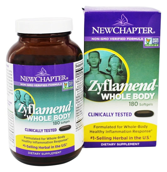 New Chapter Zyflamend softgels capsule closeup highlights non-GMO vegetarian capsule