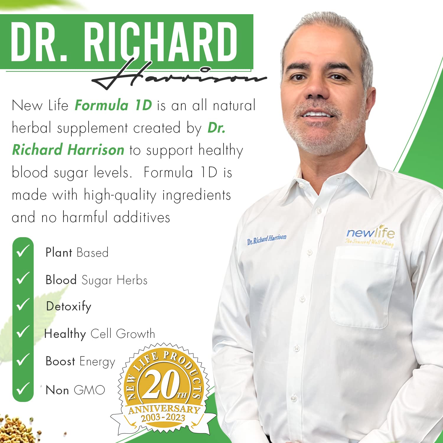 New Life Formula 1D bottle dosage label highlights easy daily intake.