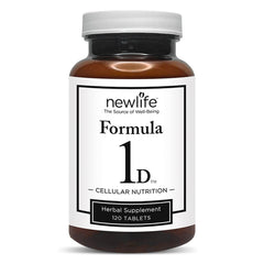 New Life Formula 1D bottle front shows natural herbs for daily wellness.
