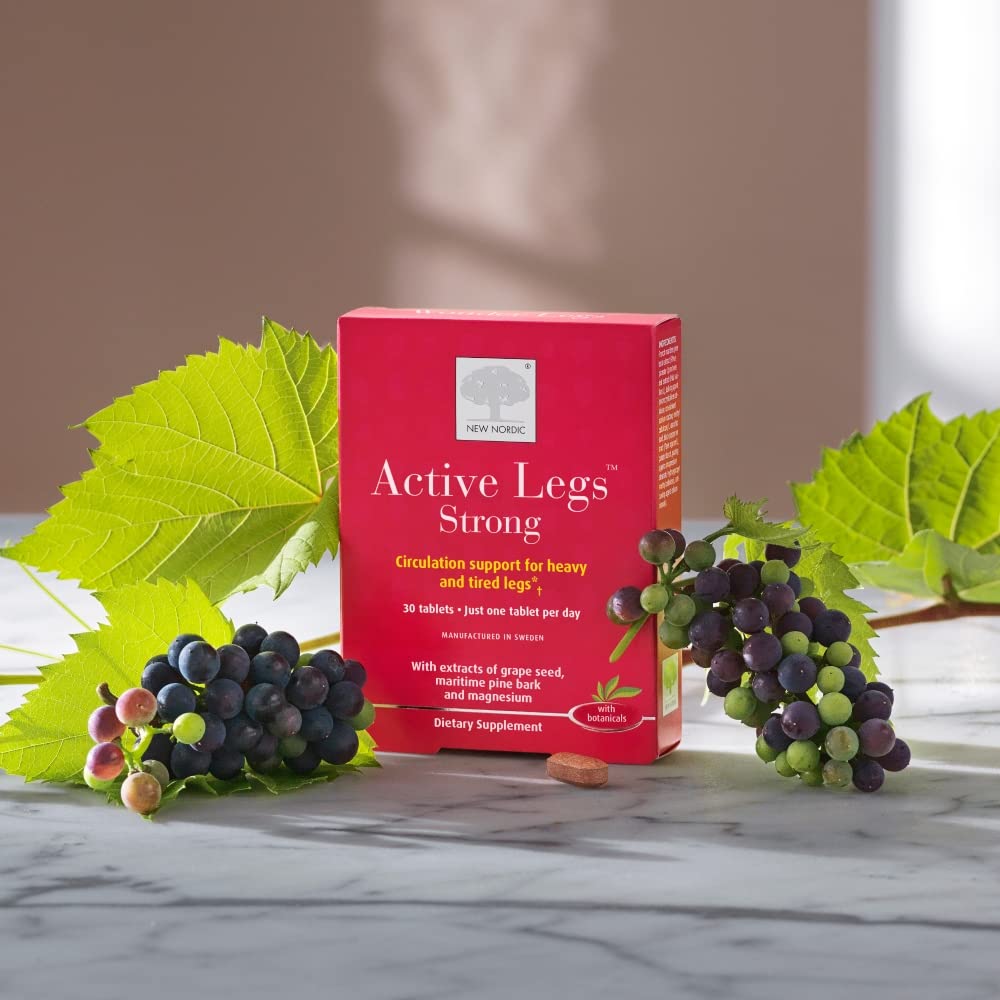 New Nordic Active Legs Strong vegan formula label highlighting clean ingredients