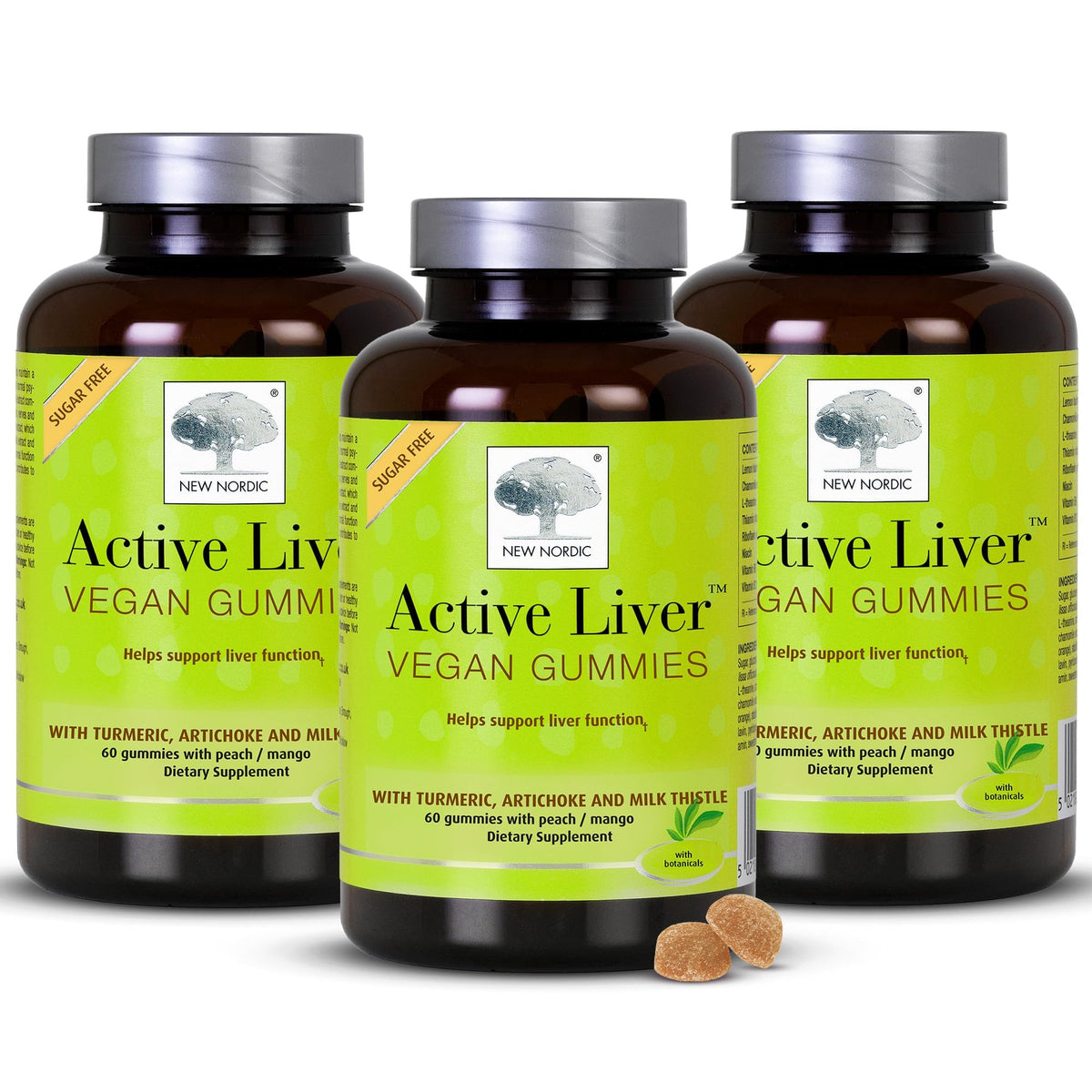 New Nordic Active Liver Gummies bottle on kitchen counter for daily liver support.