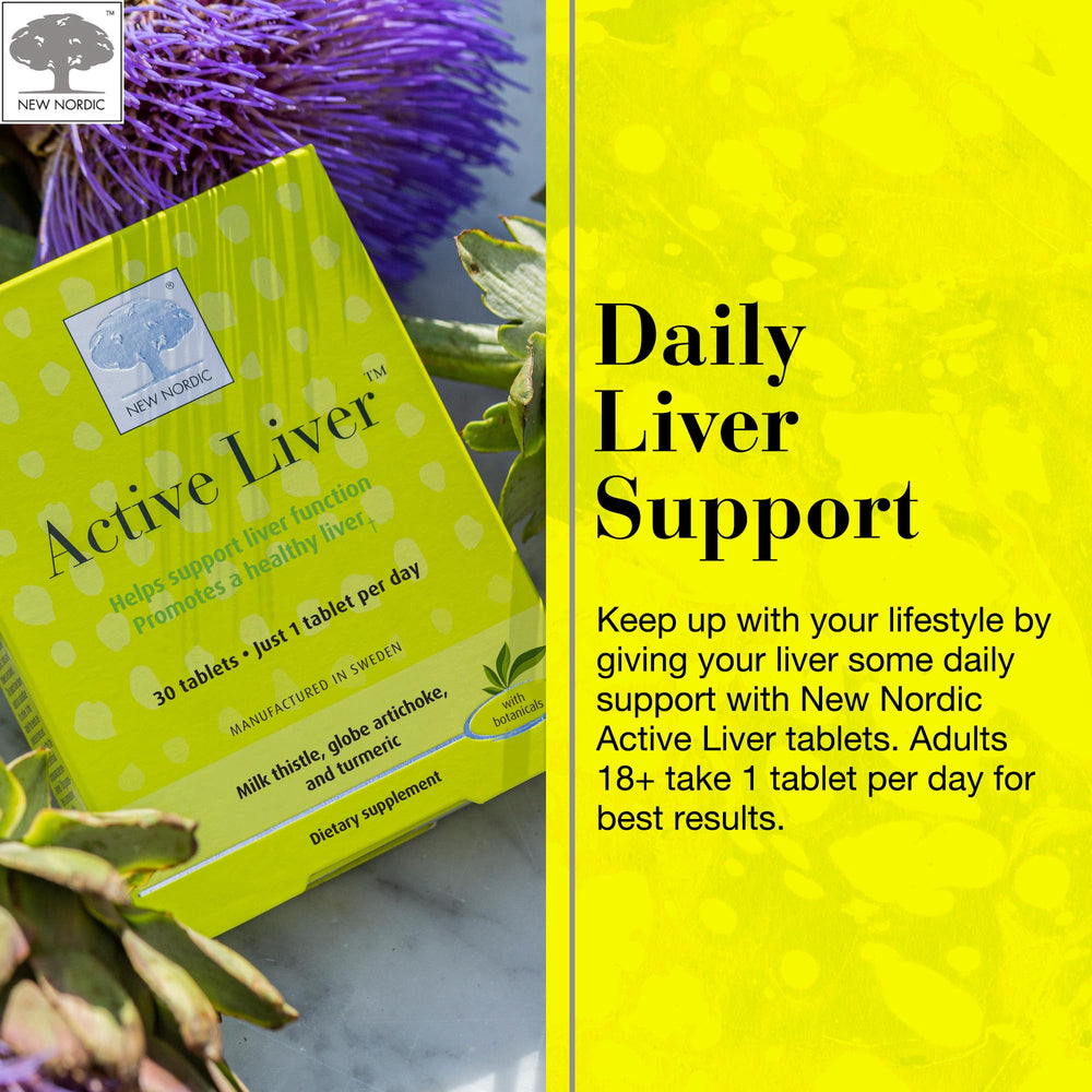 NEW NORDIC Active Liver ingredients artichoke, milk thistle, turmeric blend.