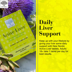 NEW NORDIC Active Liver ingredients artichoke, milk thistle, turmeric blend.