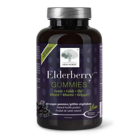 New Nordic Elderberry Vegan Gummies bottle for immune support.