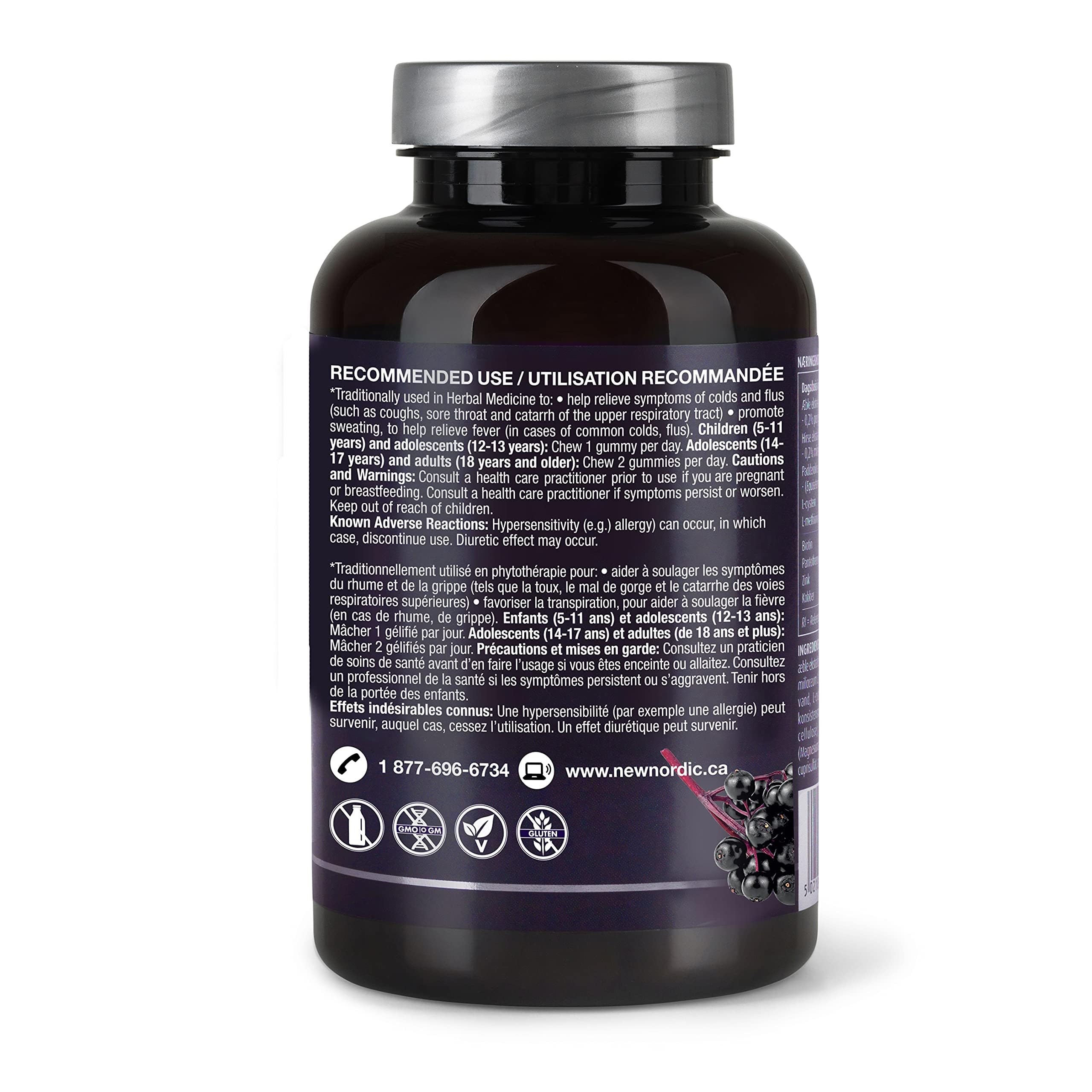 Close-up gummies with natural elderberry flavor.