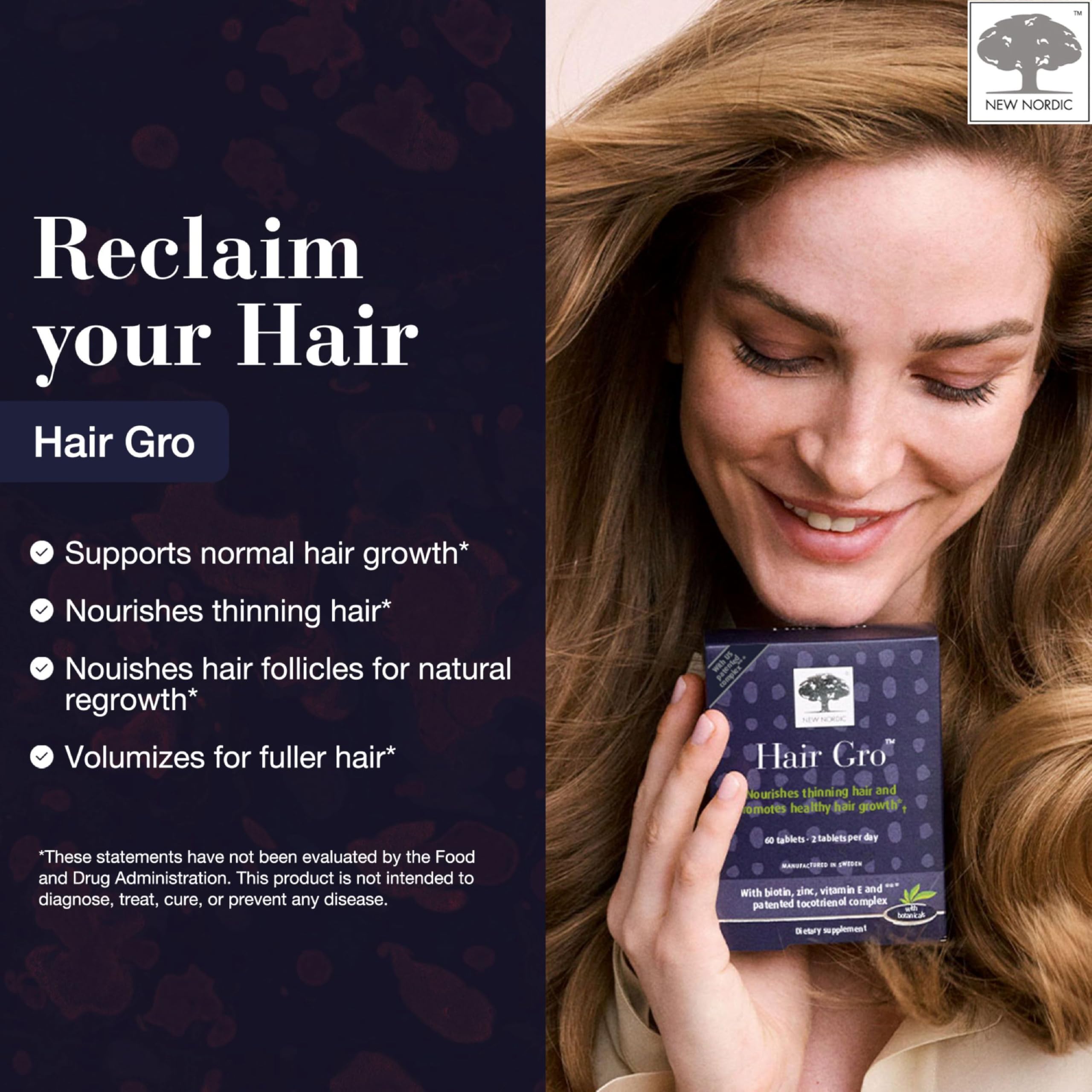 NEW NORDIC Hair GRO tablets for daily use to support hair health