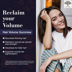 NEW NORDIC Hair Volume Gummies bottle side angle highlighting convenient daily use