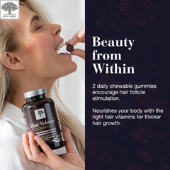 NEW NORDIC Hair Volume Gummies ingredient label emphasizes biotin and botanicals