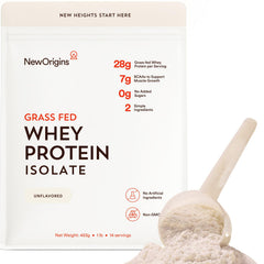 New Origins whey protein isolate front view for training routines