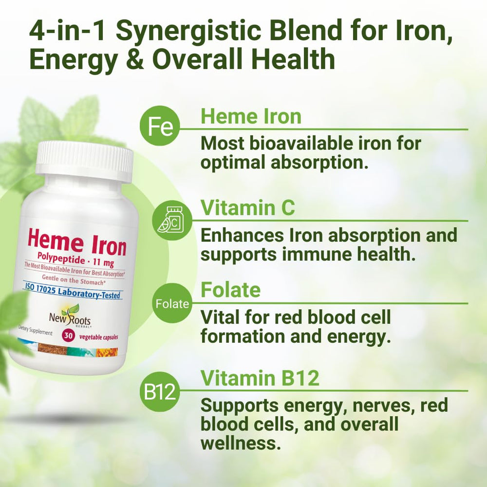 NEW ROOTS HERBAL B12 capsule supports energy metabolism and oxygen transport