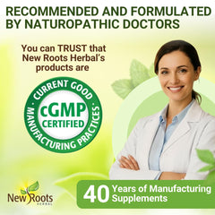 NEW ROOTS HERBAL glass bottle preserves oil freshness and bioavailability.