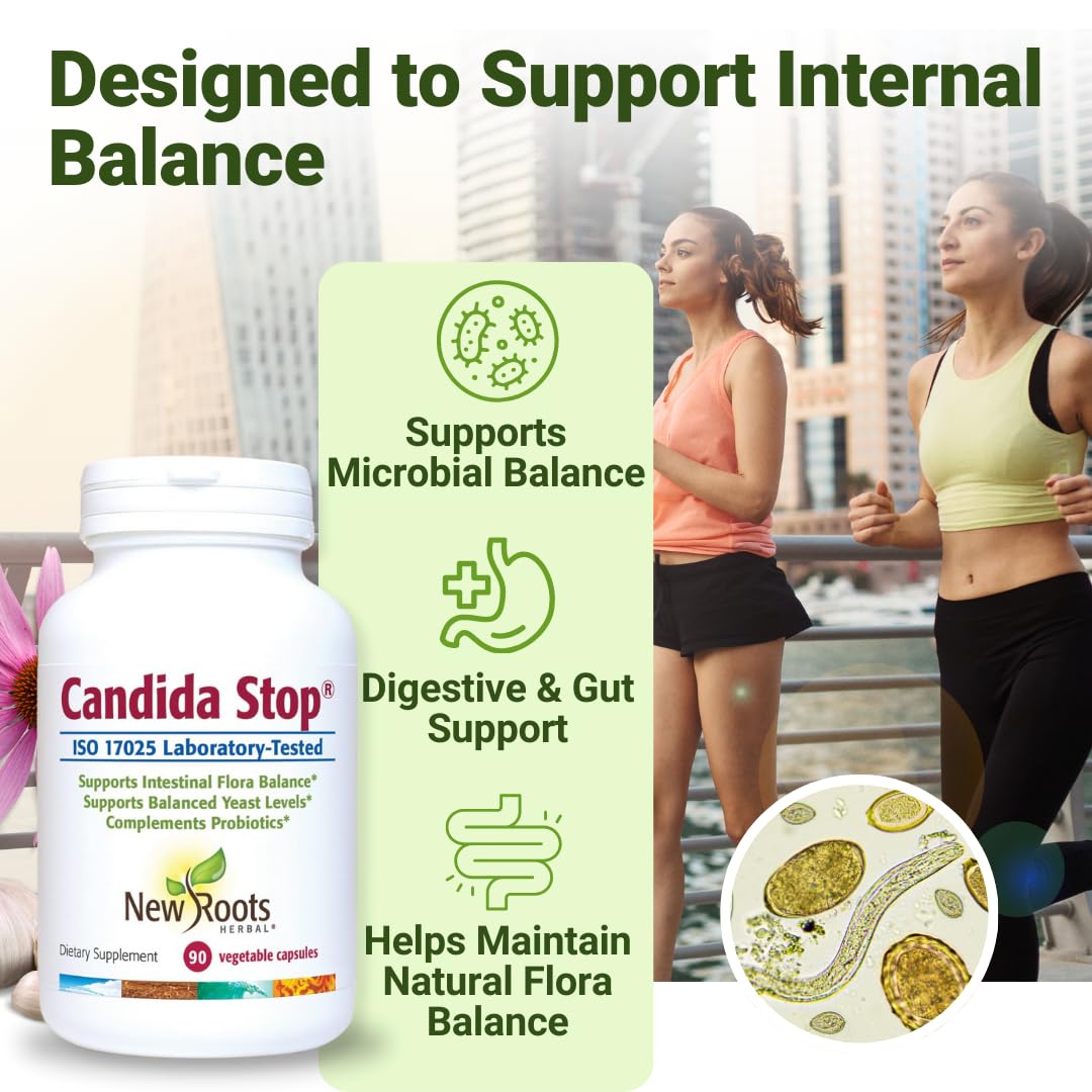 Capsules close-up from New Roots Herbal Candida Cleanse highlighting easy daily dosing.