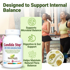 Capsules close-up from New Roots Herbal Candida Cleanse highlighting easy daily dosing.