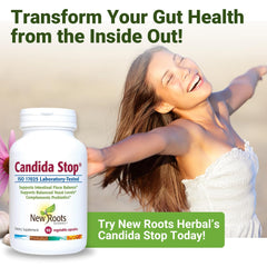 Label information on New Roots Herbal Candida Cleanse for digestion support.