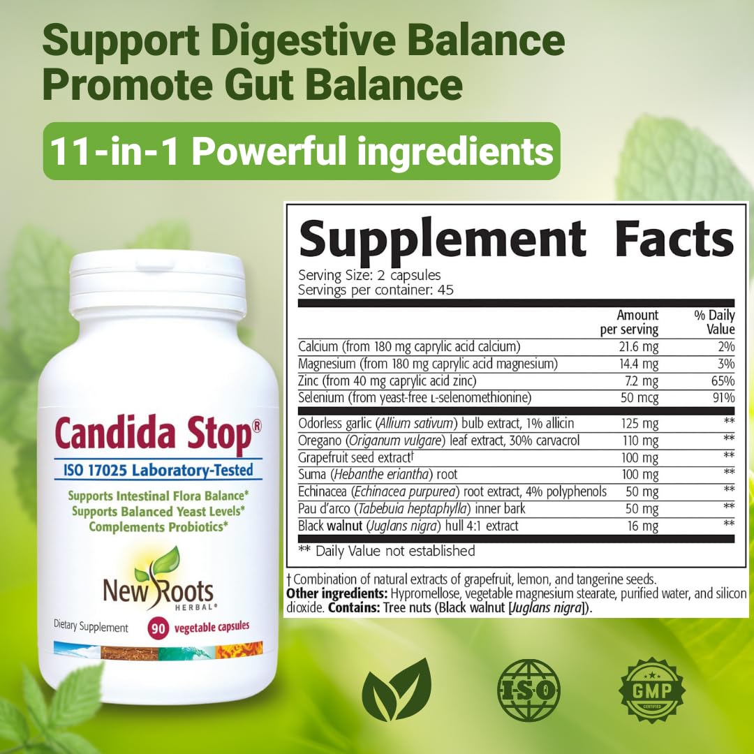 Packaging of New Roots Herbal Candida Cleanse emphasizing plant-based wellness.