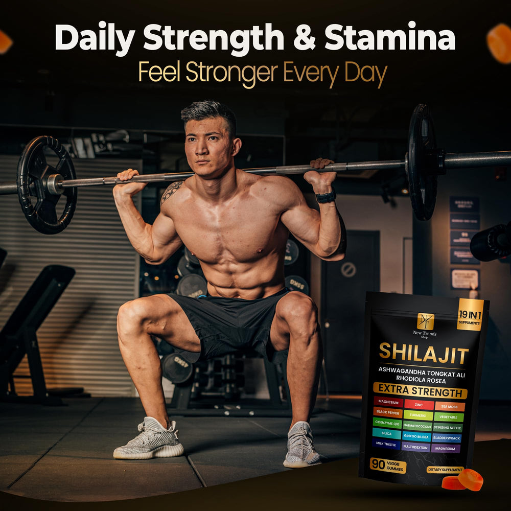 New Trends Shop Shilajit Gummies 19-in-1 ashwagandha visible for mood balance