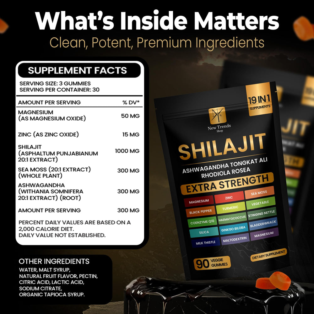 New Trends Shop Shilajit Gummies 19-in-1 fulvic acid rich formula nutrients