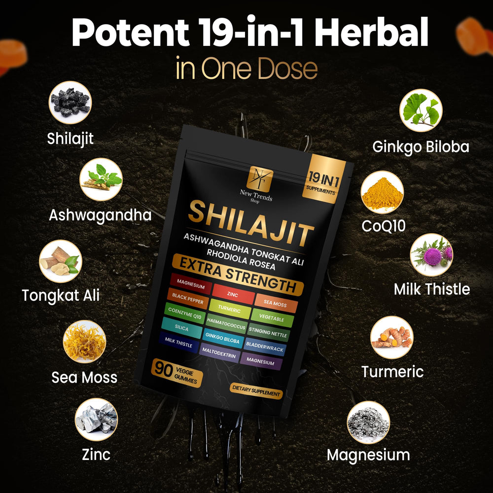 New Trends Shop Shilajit Gummies 19-in-1 sea moss image hints at immune support